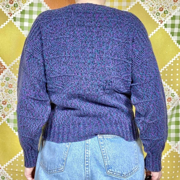 Vintage 80s purple, black & blue speckled Gregor sweater 🌀 - Picture 4 of 6
